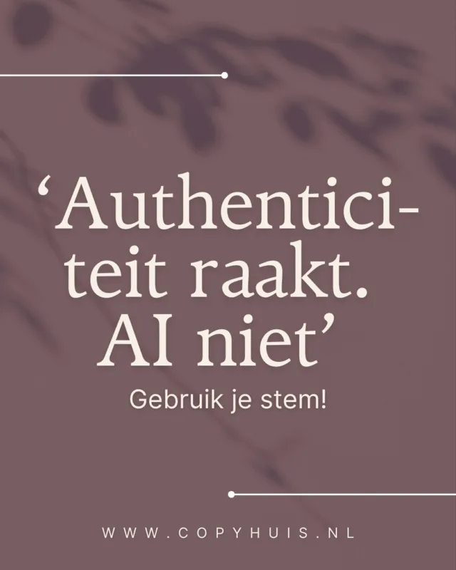 Rillingen, dat krijg ik ervan als ik zinnen zie zoals “laten we samen schitterende resultaten behalen” 😬

Klinkt het professioneel? Misschien. Maar voelt het echt? Zeker niet.

Je ziet dit soort zinnen steeds vaker opduiken. En naarmate je ze vaker leest betekenen ze ook steeds minder.

Jouw doelgroep wil zich verbinden met jou als persoon, niet met een gestroomlijnde tekst die iedereen (AI) had kunnen schrijven. Die menselijke touch, dat is wat mij aantrekt. Laten we dat alsjeblieft niet vergeten.

Vertel je verhaal zoals jij het zou vertellen aan een vriend. Gebruik jouw woorden, jouw passie, jouw ervaring.

Dat is wat werkt.
Dan overtuig je me.
